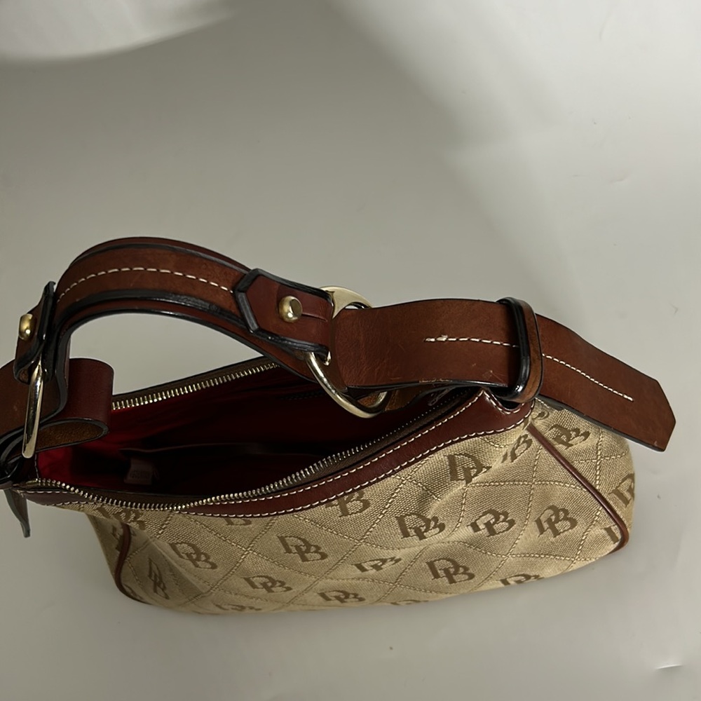 Dooney & Bourke  Monogram Satchel Signature Brown Leather/Canvas Shoulder Bag - Picture 14 of 16